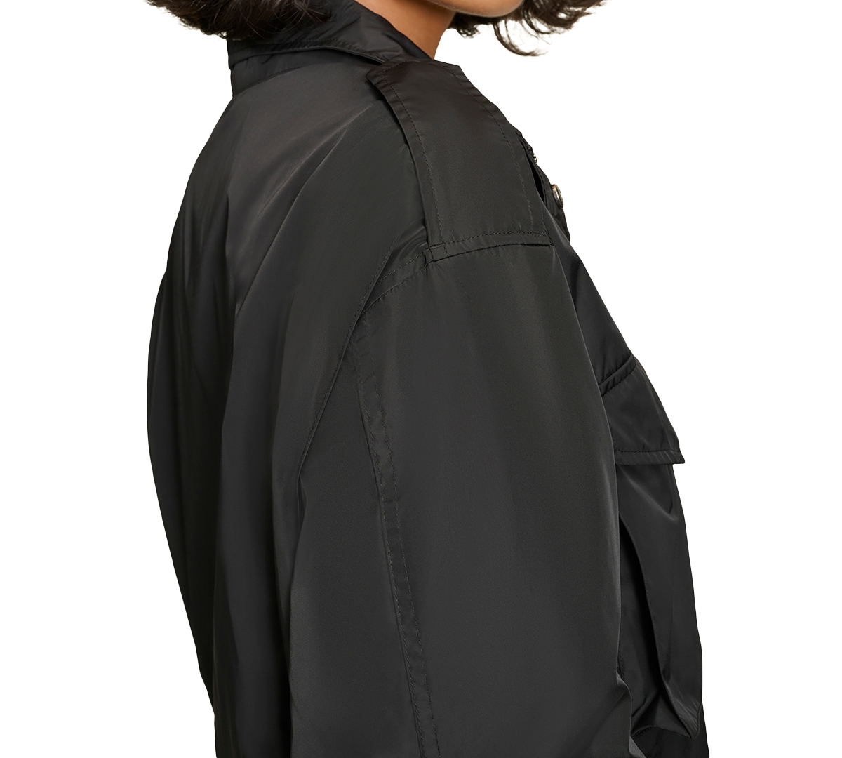 Starter Women's Boxy Drawstring-hem Cargo Jacket In Black