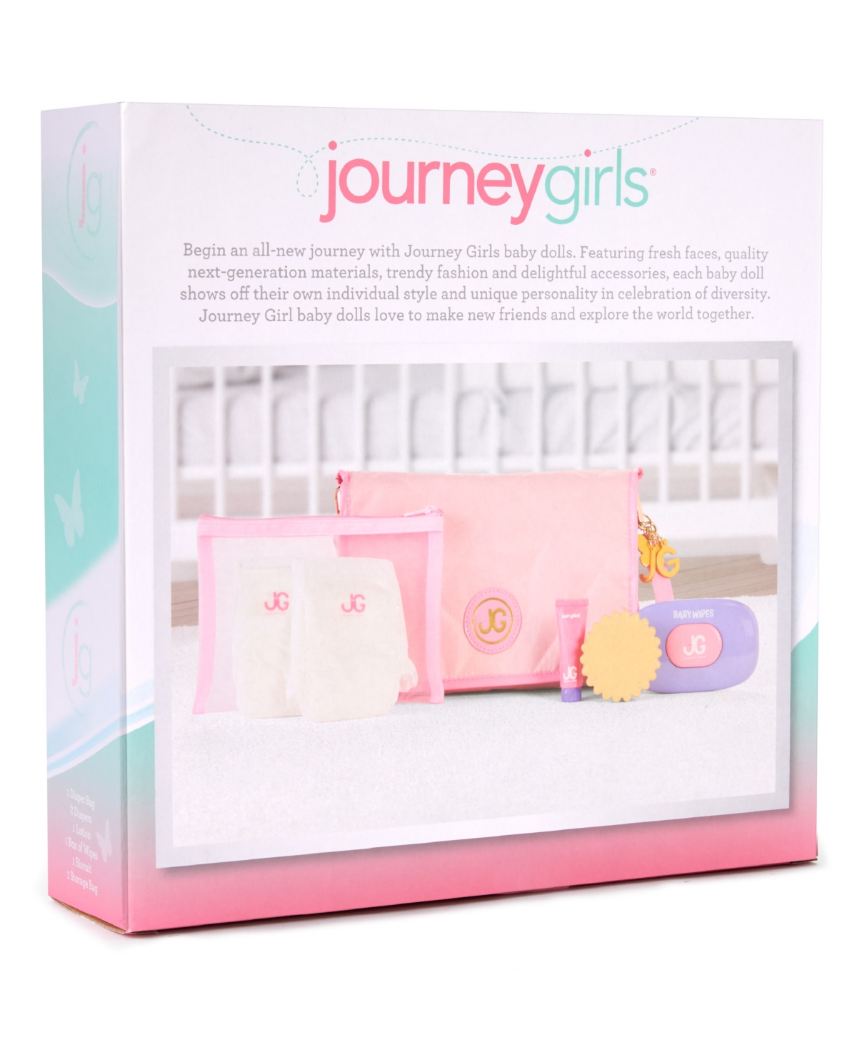Journey Girls Plush Diaper Bag Set In Light,pastel Pink