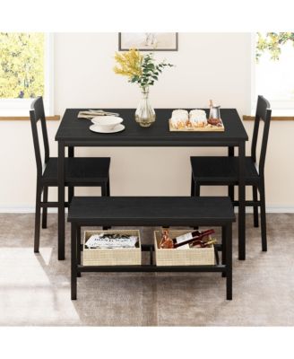 Dining Table Set for 4, Modern Kitchen Table with 2 Chairs and Bench , 4-Person Dining Room Table Set
