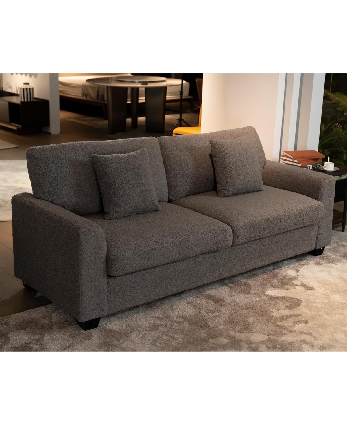 gaomon 83" Loveseat Sofa for Living Room, Modern Simple Teddy Couch with Wide Armrest