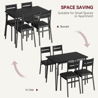 5 Piece MDF Dining Table for 4, Small Table and Chairs Set of 5, Dinette Set for 4