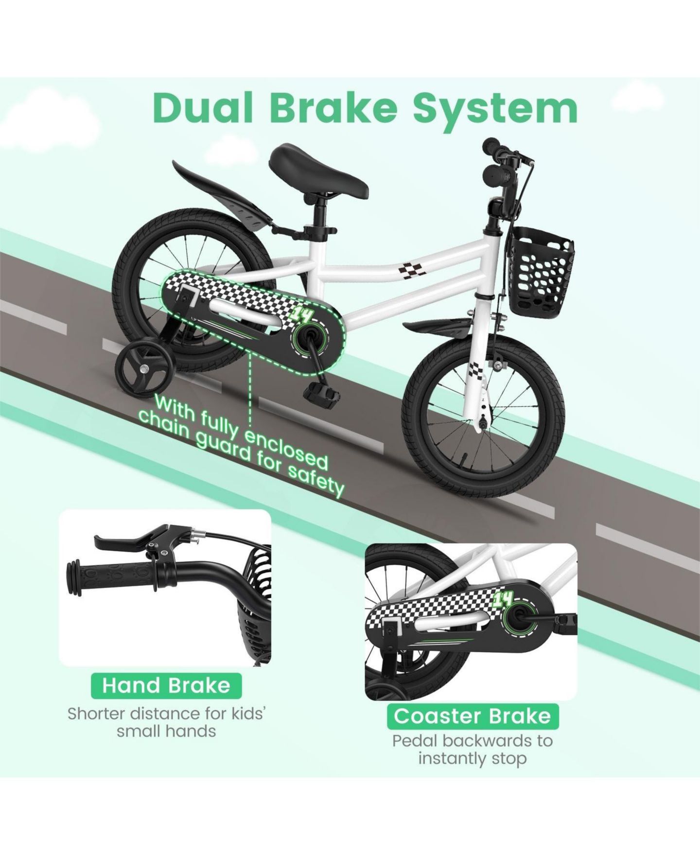 Детская игрушка HONGGE 14 Inch Kids Bike with 2 Training Wheels for 3-5 Years Old — фото 6