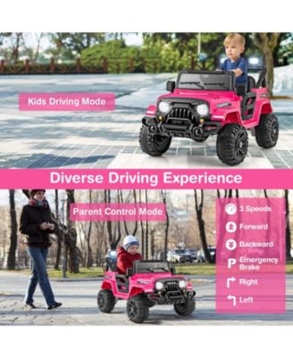 12V Kids Ride on Truck Car with Remote Control Threaded Wheels and 3 Speeds