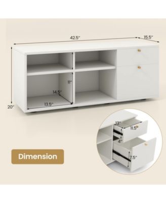  42.5"  Metal Storage Cabinet TV Console Cabinet with 2 Drawers and 4 Cubes for Entryway