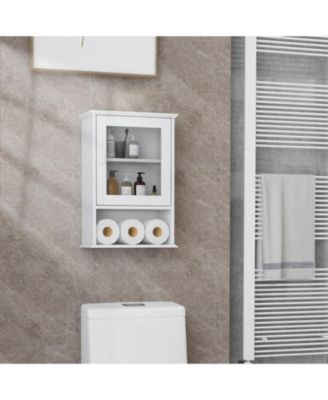 Bathroom Wall Mounted Adjustable Hanging Storage Medicine Cabinet-White