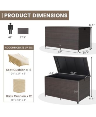 Outdoor Wicker Storage Box with Zippered Liner-133 Gallon