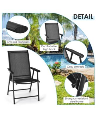 Set of 2 Outdoor Patio Folding Chair with Ergonomic Armrests-Black