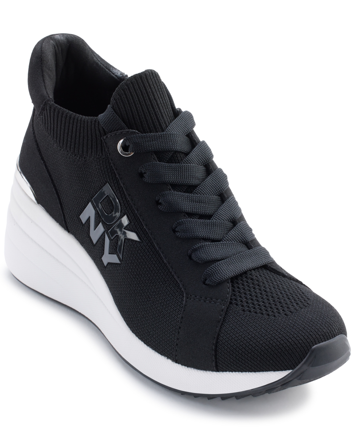 Dkny Women's Kasia Lace-up Wedge Sneakers In Black