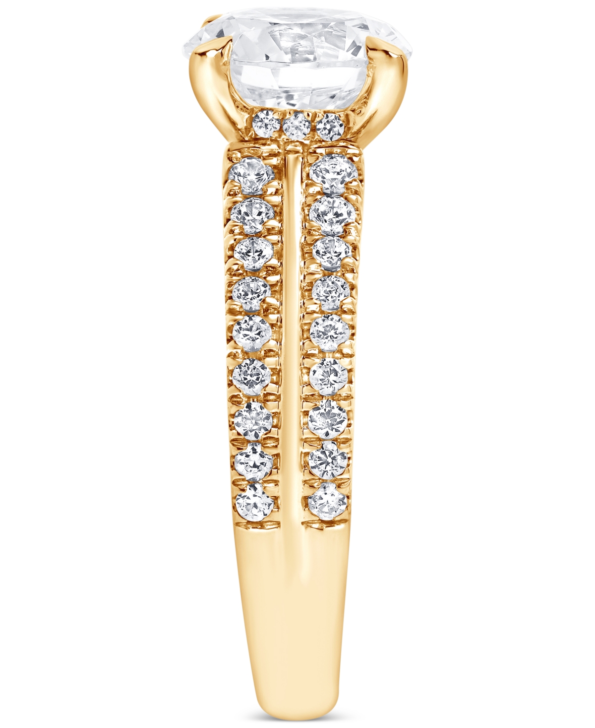 Badgley Mischka Igi Certified Lab Grown Two-row Diamond Engagement Ring (3 Ct. T.w.) In 14k Yellow, White Or Rose Go In Yellow Gold