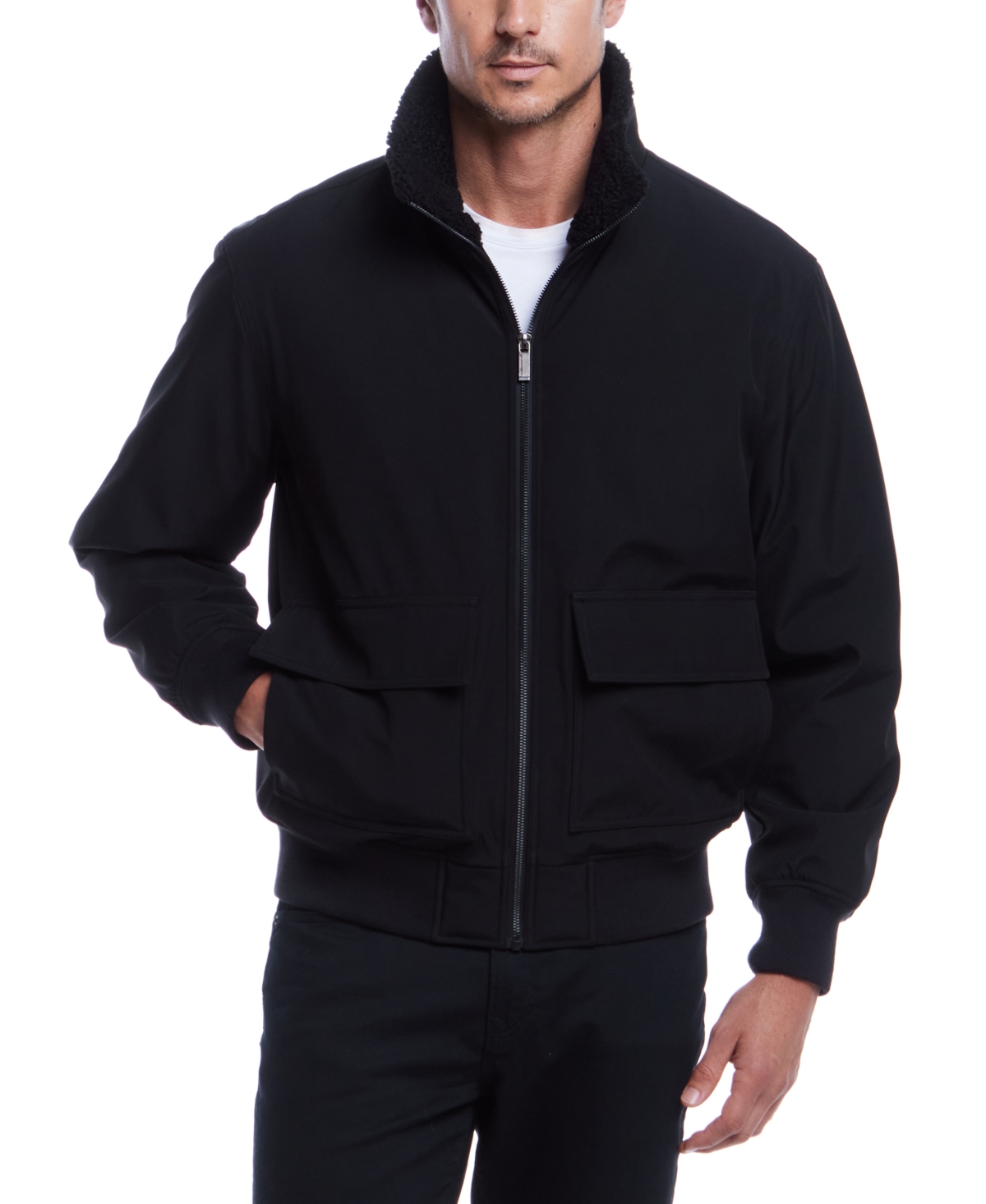 Weatherproof Men's Flex Tech Bomber Jacket In Black