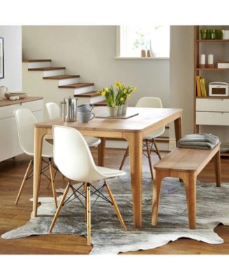 Set of 4 Modern Armless Dining Chairs Plastic Chairs with Wood Legs-White