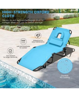 Beach Chaise Lounge Chair with Face Hole and Removable Pillow-Turquoise