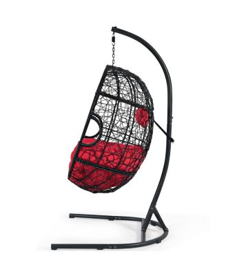 Hanging Cushioned Hammock Chair with Stand-Red