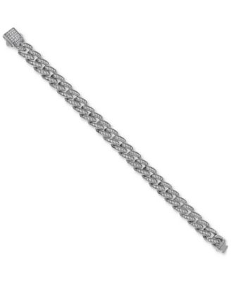 Men's Miami Cuban Link Cubic Zirconia Bracelet in Gold-Tone Ion-Plated Stainless Steel