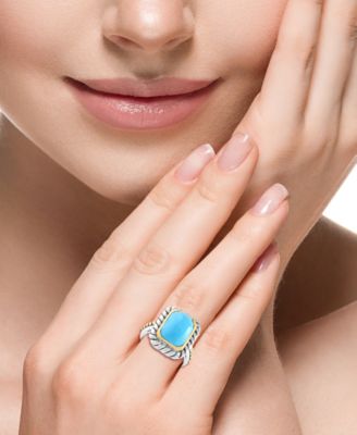 EFFY&reg; Turquoise Statement Ring in 14k Gold Over Sterling Silver & Sterling Silver 