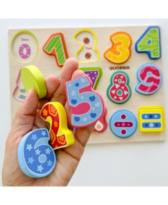 3xSET Chunky Wooden Puzzles for Toddlers 1-3 - Numbers Alphabet Shapes