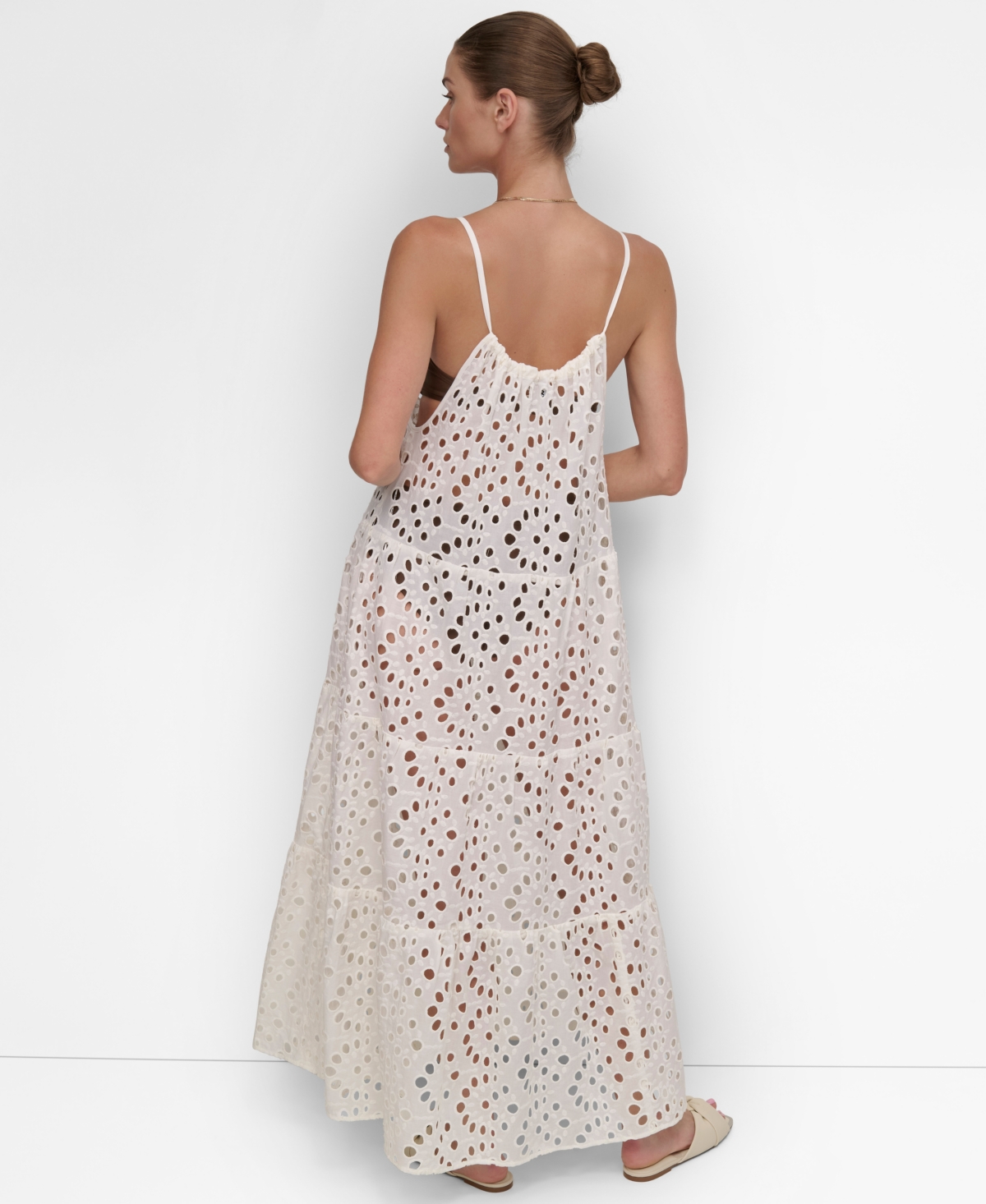 DKNY WOMEN'S TIERED MAXI DRESS SWIM COVER-UP