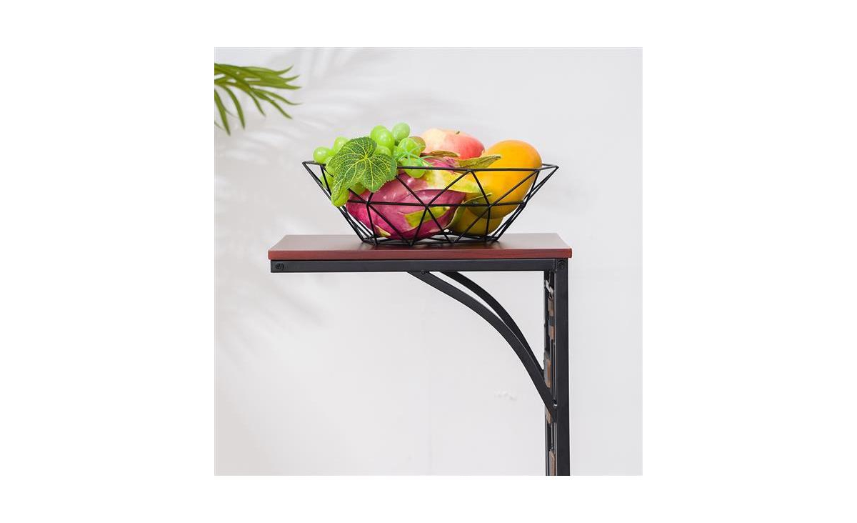 SlickblueIron Side Table Coffee Table with Sturdy Construction for Living Room Decor - Brown