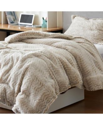 Peak of Cozy - Oversized Comforter Set - Chevron Frosted Taupe , Queen