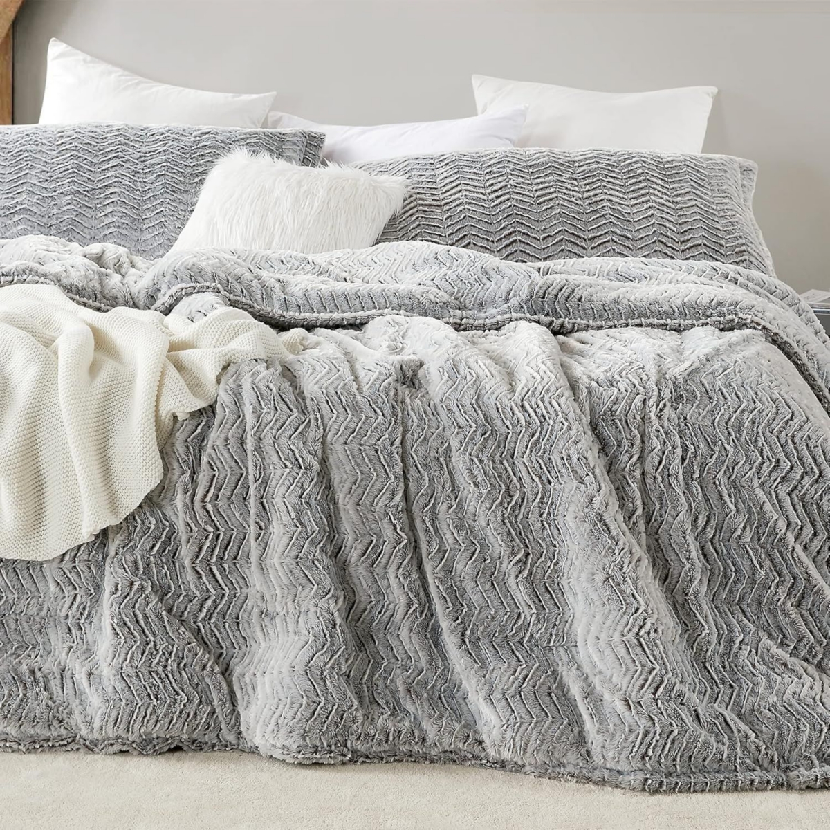 Peak of Cozy - Coma Inducer Oversized Comforter Set - Chevron Frosted Espresso