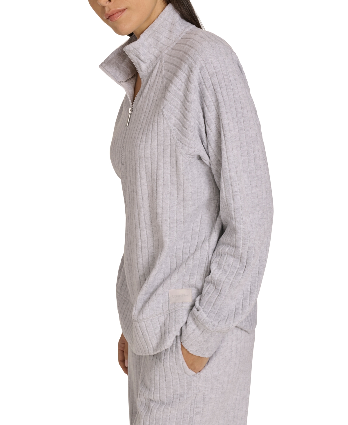 Calvin Klein Women's Brushed Rib Quarter-Zip Pullover Top