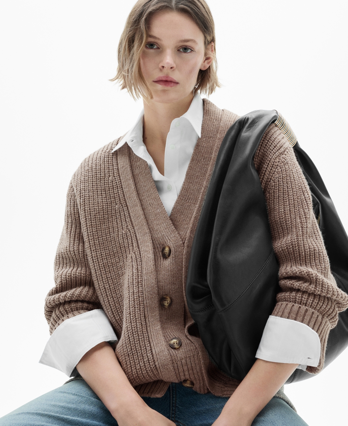 Mango Women's Buttons Detail Oversized Cardigan