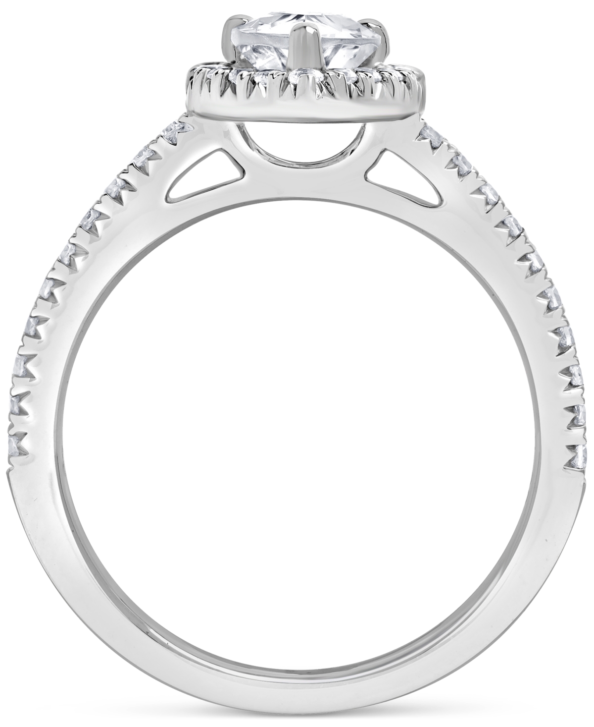 Badgley Mischka Igi Certified Lab Grown Diamond Pear-shaped Halo Engagement Ring (3-3/8 Ct. T.w.) In 14k White, Yell In White Gold