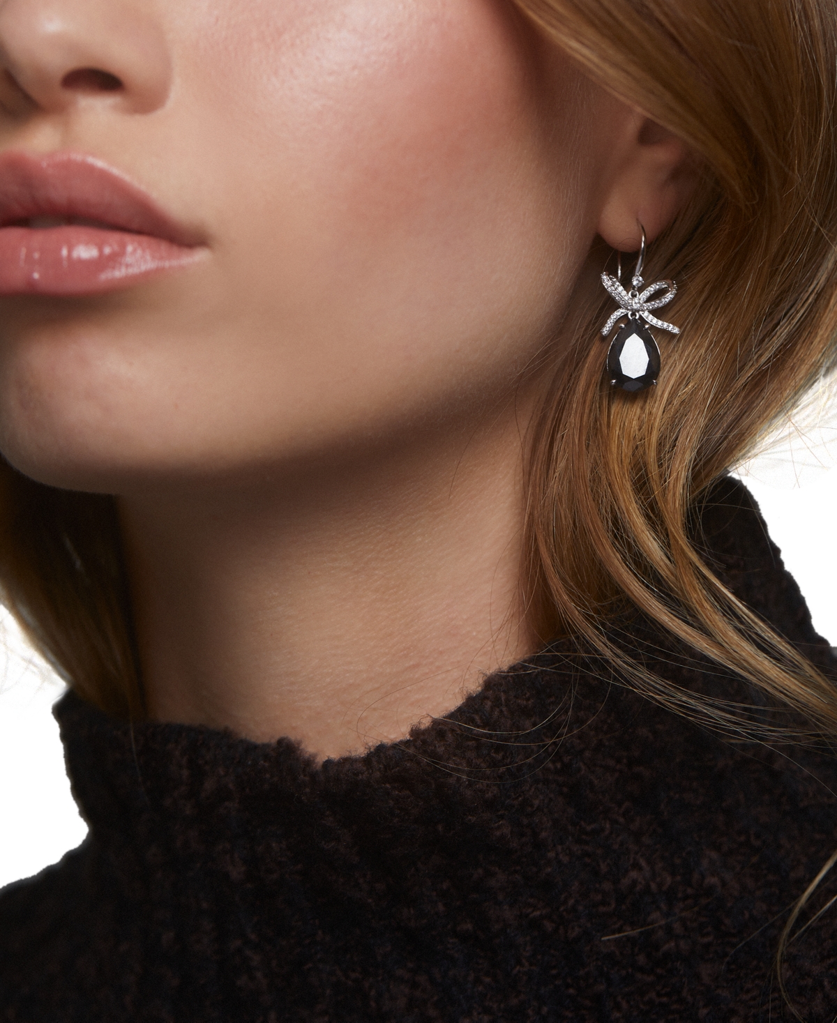 Eliot Danori Cubic Zirconia Bow Drop Earrings In Jet