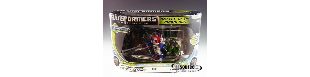 Transformers Cyberverse Optimus Prime and Ratchet vs Crankcase Battle in the Moonlight Set 3 Dark of the Moon Dotm