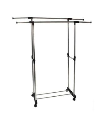 Slickblue Adjustable Dual-Bar Clothes Rack with Vertical & Horizontal ...