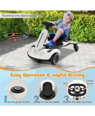 6V Kids Ride on Drift Car with 360 Spin and 2 Adjustable Heights-White
