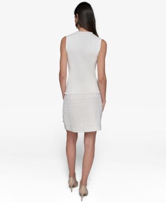 Women's Ruffled Rib-Knit Sleeveless Top