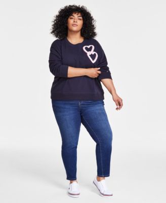 Plus Size Heart Sweatshirt Th Flex Gramercy Pull On Jeans