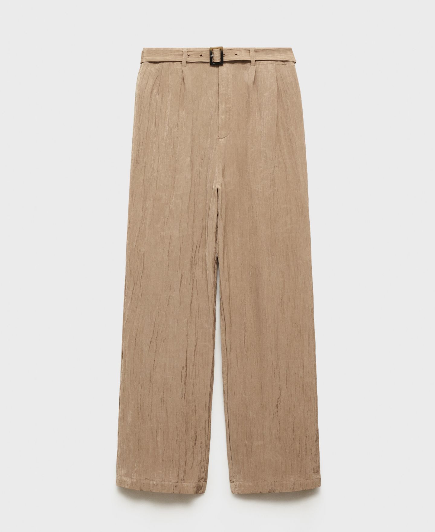Женские брюки Mango Belt Detail Textured, цвет: Коричневый — фото 2