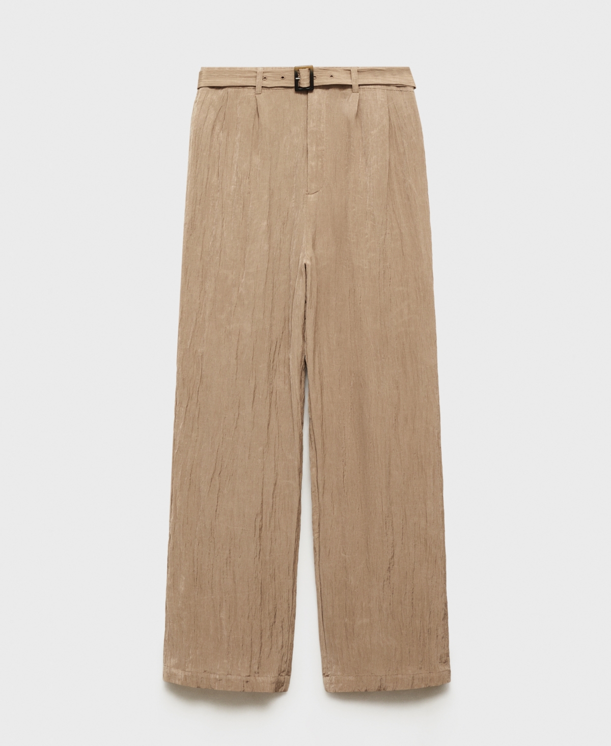 Mango Women's Belt Detail Textured Pants