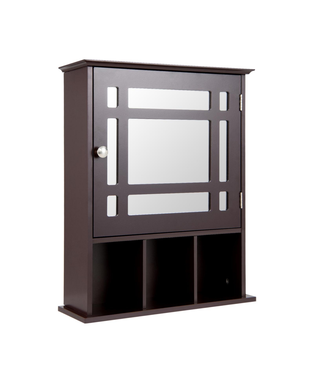 Wall Mounted and Mirrored Bathroom Cabinet-Brown - Brown