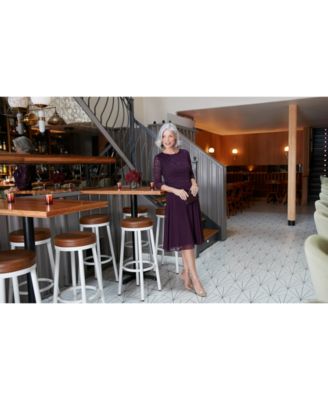 Sequined Lace Contrast Midi Dress