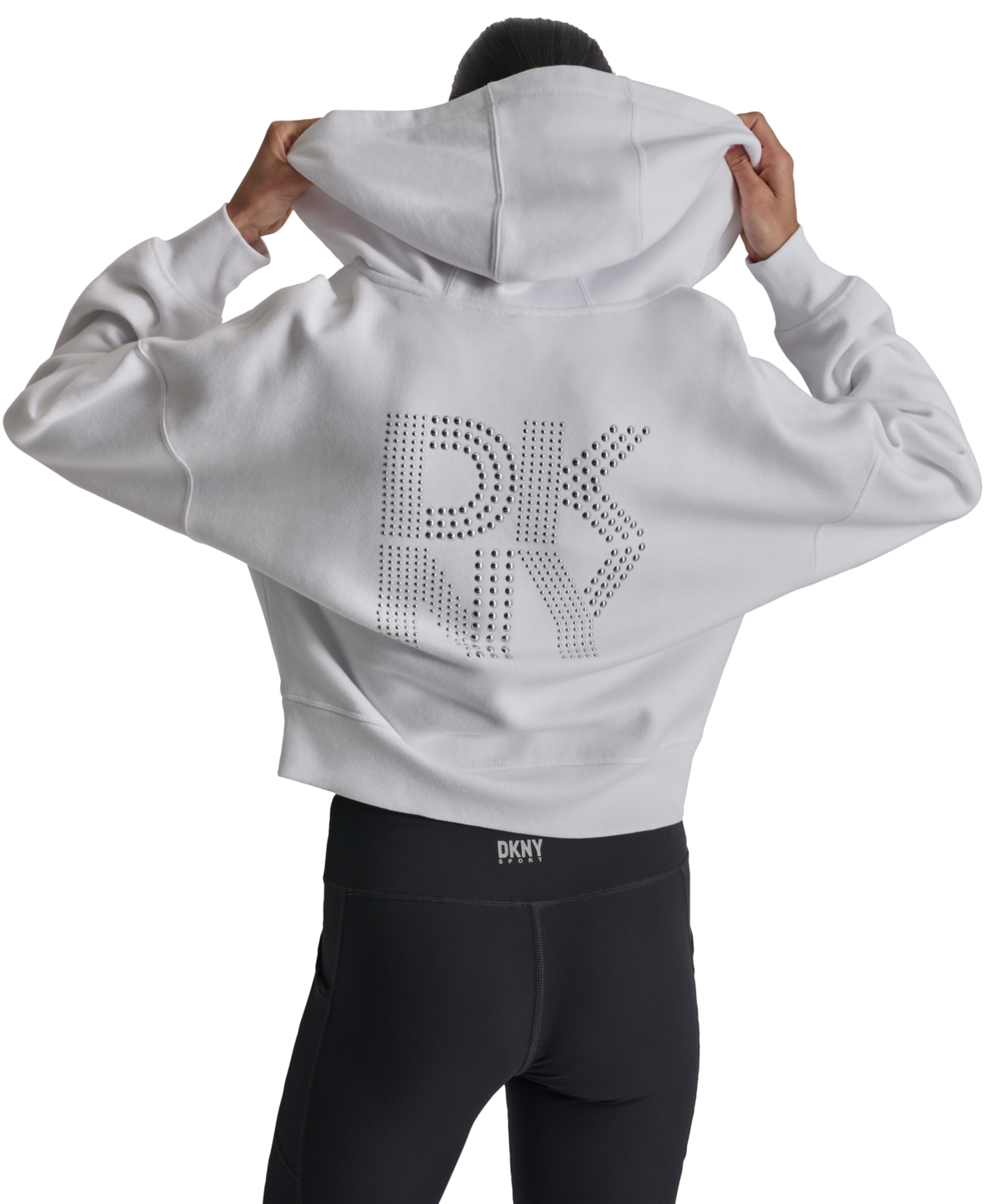 Dkny Sport Women's Rhinestone Logo Full-Zip Hoodie