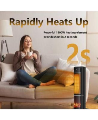 1500W Oscillating Ceramic Tower Electric Space Heater with Remote Control