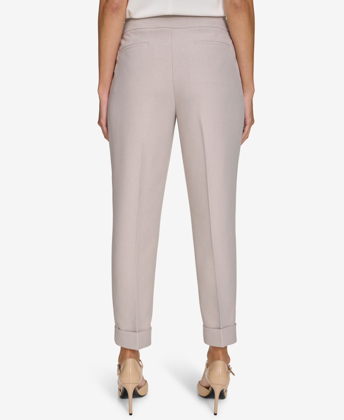 Calvin Klein Women's Cuffed Twill Ankle Trousers -cream
