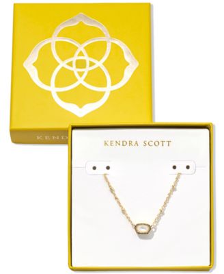 Kendra Scott - Gold-Tone Mother of Pearl or Nano Gem Bead Frame Pendant Necklace, 13-1/2" + 4" extender