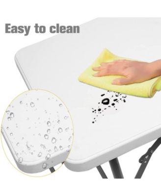 4 ft. White Fold-in-Half Steel Outdoor Picnic Folding Table