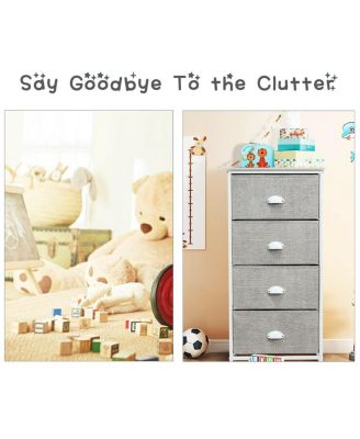 Chest Storage Tower Side Table Display Storage with 4 Drawers-Gray