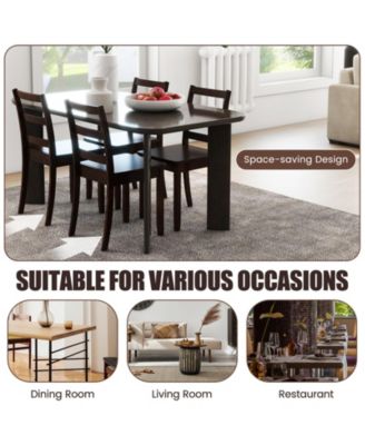 Set of 2 Wood Dining Chairs with Solid Rubber Wood Legs-Brown