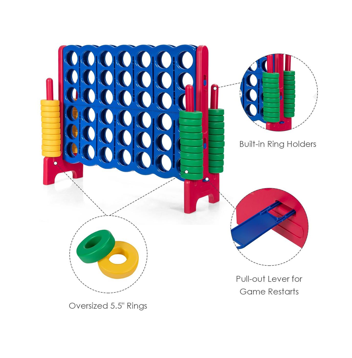 Детские игрушки SUGIFT Jumbo 4-to-Score Giant Game Set with 42 Jumbo Rings and Quick-Release Slider-Red — фото 5