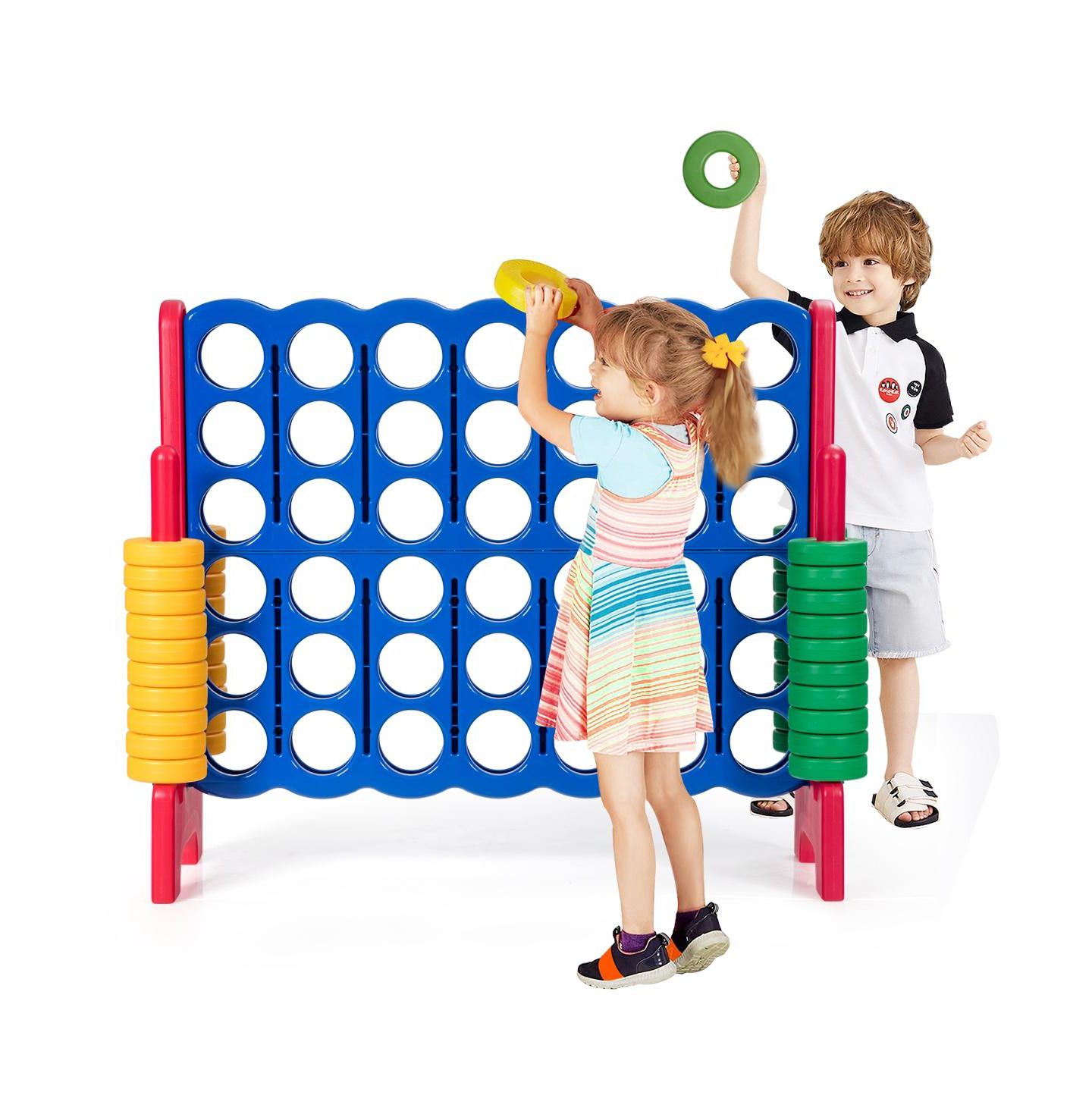 Детские игрушки SUGIFT Jumbo 4-to-Score Giant Game Set with 42 Jumbo Rings and Quick-Release Slider-Red — фото 11