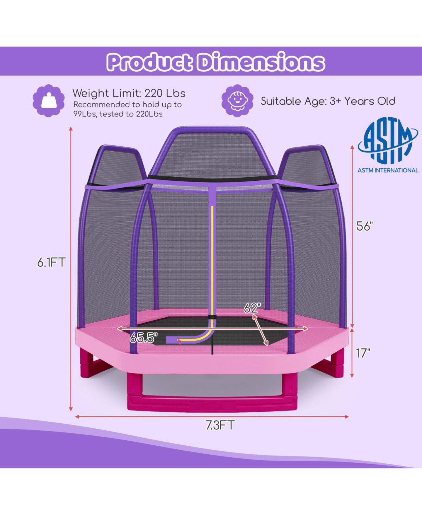 Детская игрушка SUGIFT 8 x 14 Feet Rectangular Trampoline with Safety Enclosure Net, Ages 4+ — фото 7