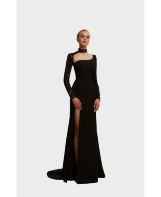 knee length dresses for ladies Sexy Luxury Backless Spaghetti-strap Lace Long Tail Mermaid Wedding Dr –  SposaBridal