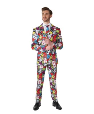 Men's Suit - NYE Fireworks Outfit Slim Fit - Black - Yellow