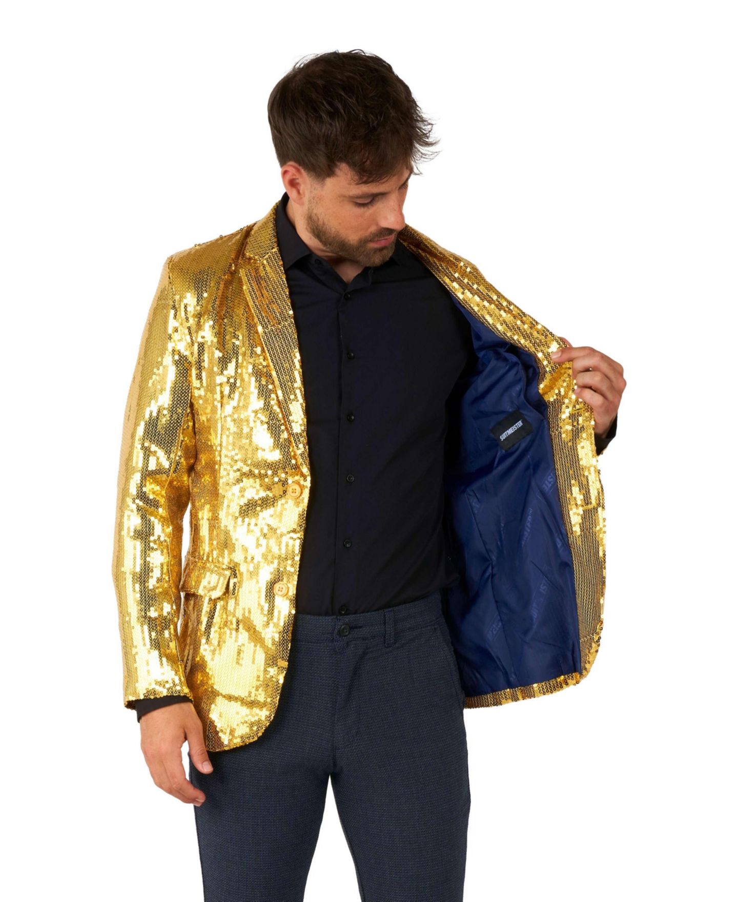 Мужской пиджак Suitmeister Shiny Party Blazer - Sequins USA, цвет: Золотой — фото 4
